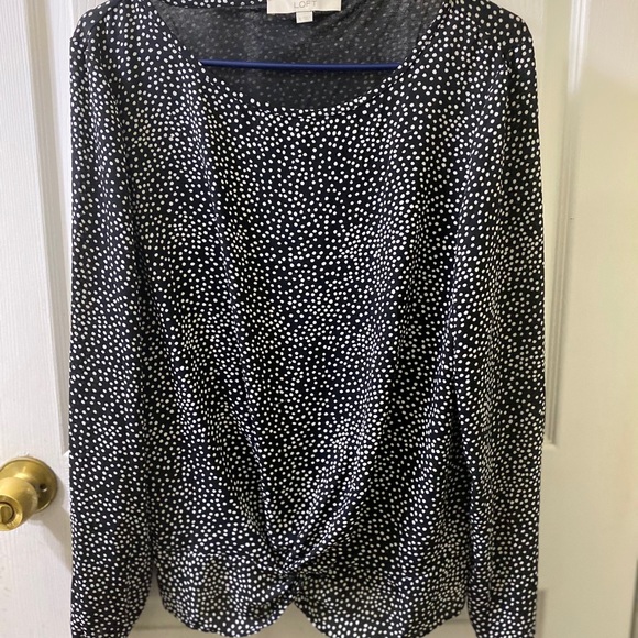 LOFT Dotted Mixed Media Twist Hem Top - Picture 5 of 14